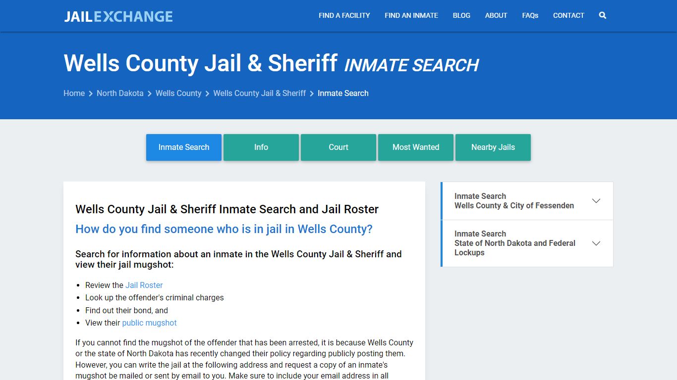 Inmate Search: Roster & Mugshots - Wells County Jail & Sheriff, ND