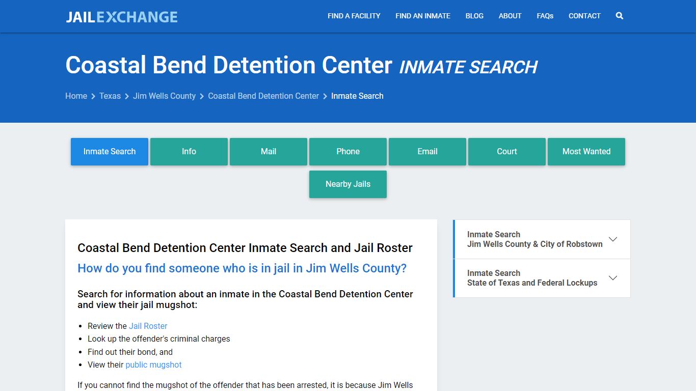 Coastal Bend Detention Center Inmate Search - Jail Exchange